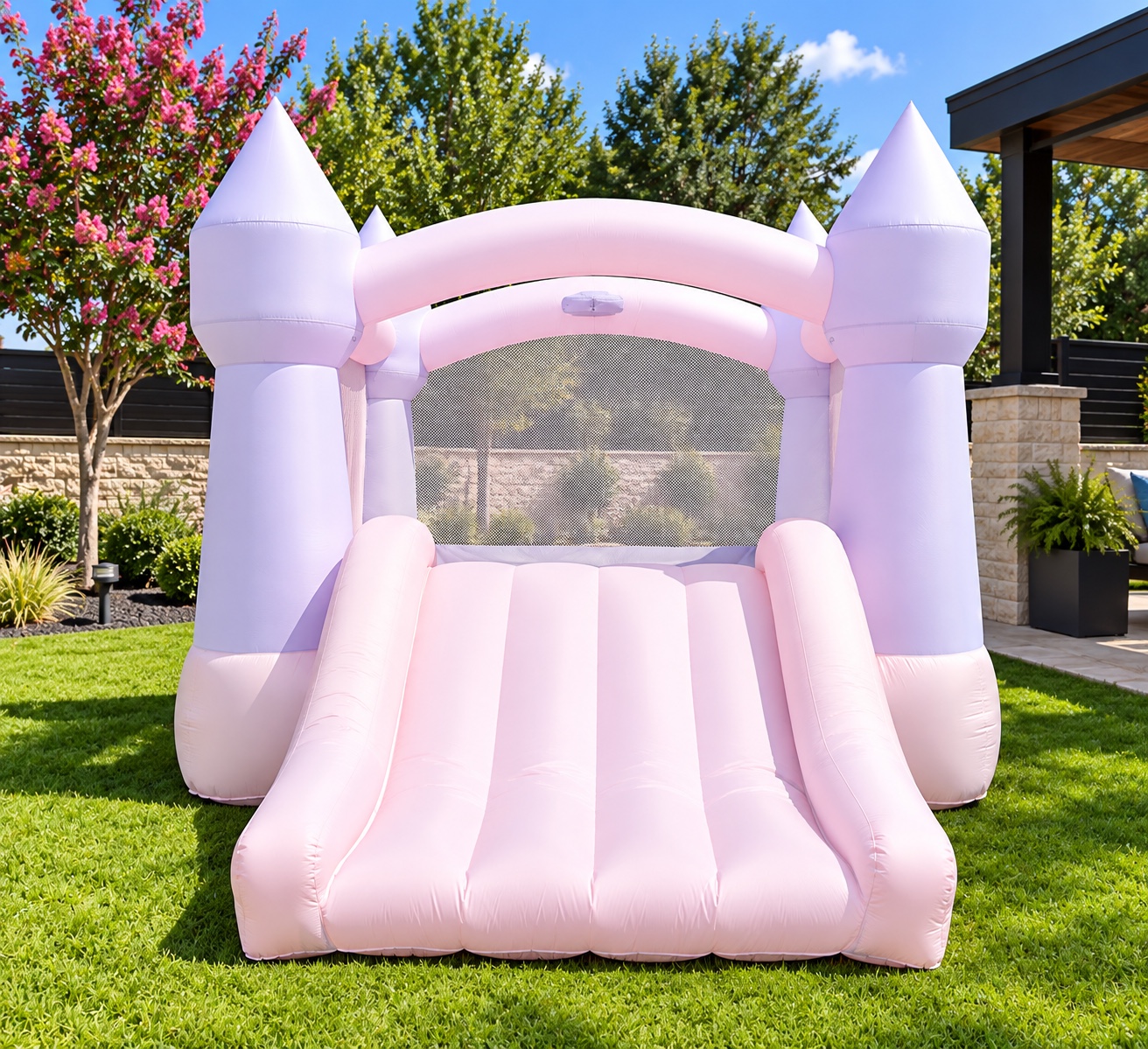 Pink and White Bounce House